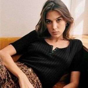 Sézane Malo top in black